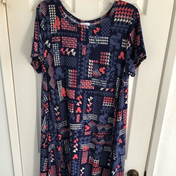 LuLaRoe Dresses & Skirts - Lularoe Disney Mickey Cross-stitch Carly-Size L